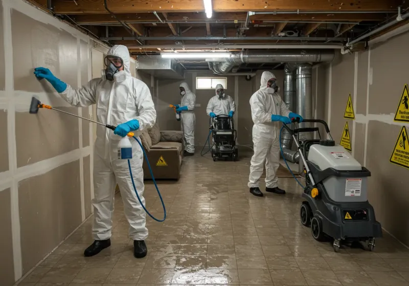 Basement Moisture Removal and Structural Drying process in Brusly, LA